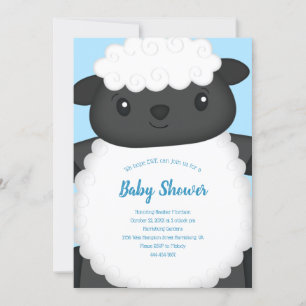 Schaap babyshower boerderij blauwe jongen kaart
