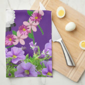 Schaap Bloemen Paarse Keuken Handdoek (Quarter Fold)