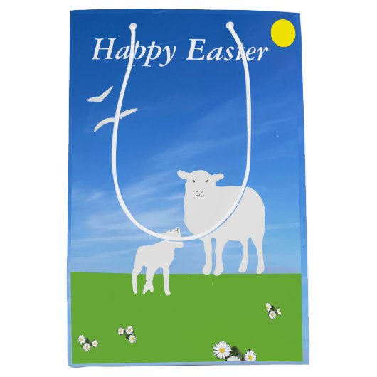Schaap en lam bewerkbare Pasen Medium Cadeauzakje (Voorkant)