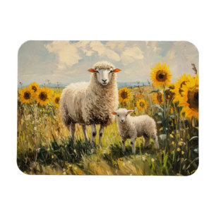 Schaap en Lam Zonnebloem Veld Flexibel Magneet