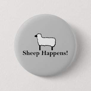 Schaap Gebeurt Grappig Schaap Pun Ronde Button 5,7 Cm