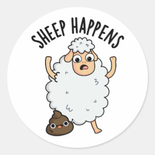 Schaap Gebeurt Grappige Poep Pun Ronde Sticker