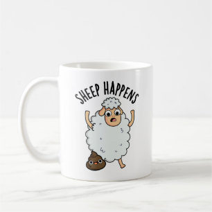 Schaap gebeurt grappige poepwoordspeling koffiemok