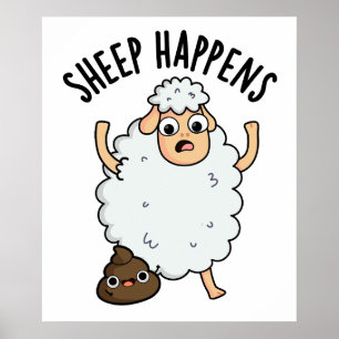 Schaap gebeurt grappige poepwoordspeling poster