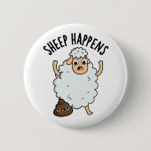 Schaap gebeurt grappige poepwoordspeling ronde button 5,7 cm (Voorkant)
