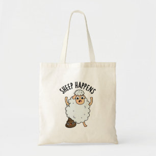 Schaap gebeurt grappige poepwoordspeling tote bag