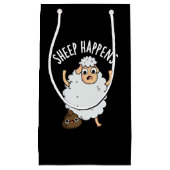 Schaap Gebeurt Grappige Poop Pun Dark BG Klein Cadeauzakje (Voorkant)