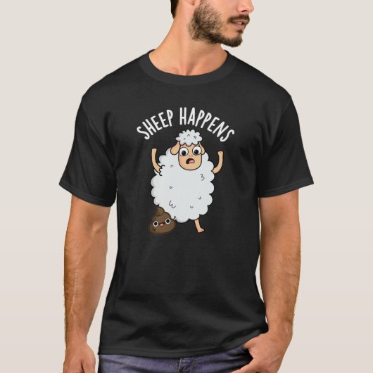 Schaap Gebeurt Grappige Poop Pun Dark BG T-shirt (Voorkant)