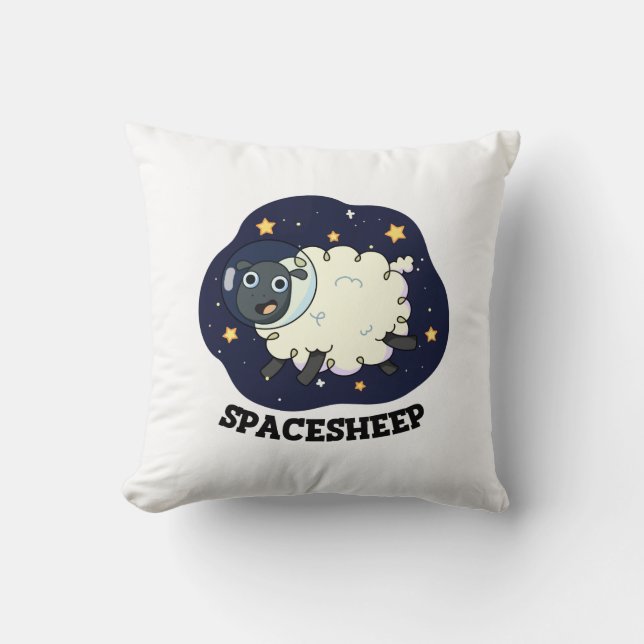 Schaap grappige astronaut woordspeling in de ruimt kussen (Voorkant)