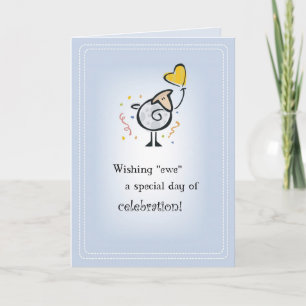 Schaap hart ballon verjaardag kaart