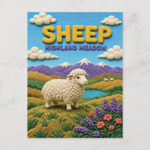 Schaap, hoogland weide klei kunst briefkaart