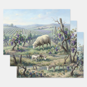 Schaap in de Wijngaard Decoupage Inpakpapier Vel