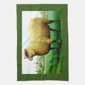 schaap in groene grasweide schilderen theedoek (Verticaal)