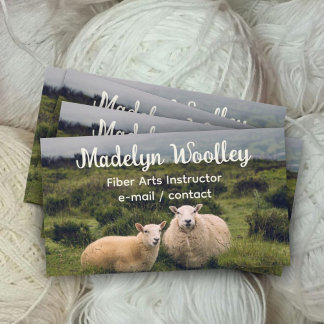Schaap in Veld Vezelkunst Wol Yarn Breien Visitekaartje