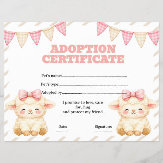 Schaap knuffel adoptie huisdier certificaat bewerk flyer