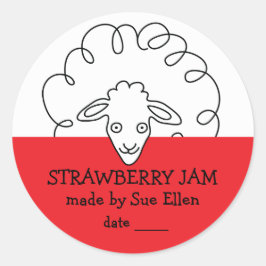 Schaap-label voor jam pot ronde sticker