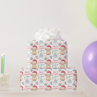 Schaap met Kerstmanhoed Kerstboom Cadeaupapier