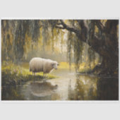 Schaap onder een wilgenboom schilderij Decoupage Tissuepapier (Voorkant)