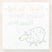 Schaap ontwerp voor een trouwplanner glas coaster glazen onderzetter (Achterkant)