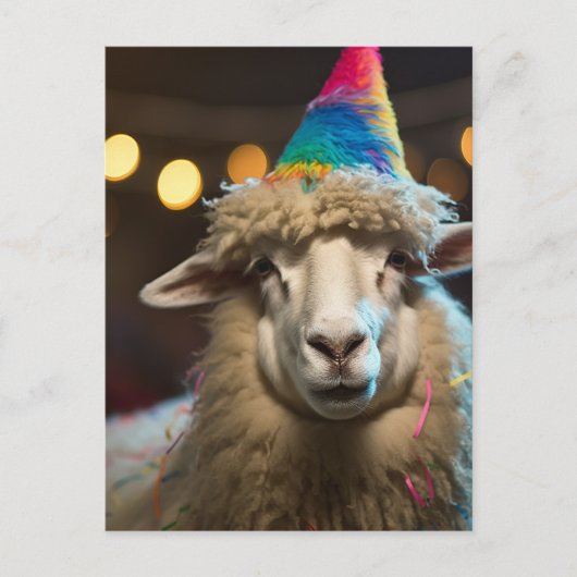 Schaap op een Grappig Kleurrijk Verjaardagsfeest Briefkaart (Voorkant)