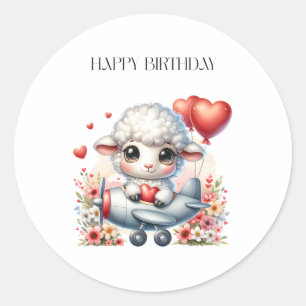 Schaap Piloot Verjaardag Ronde Sticker
