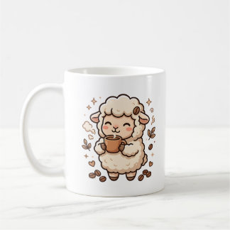 Schaap Slurpende Koffiemok Kawaii Kunst