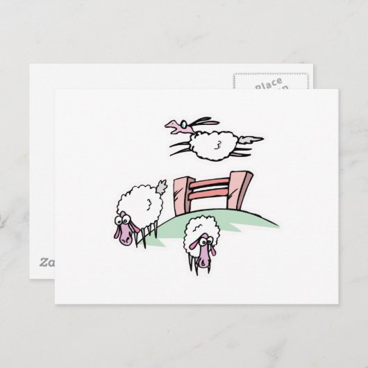 schaap springen hek briefkaart (Voorkant / Achterkant)