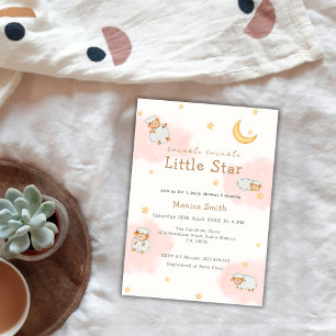Schaap Twinkle Twinkle Moon Stars Meisje Baby show Kaart