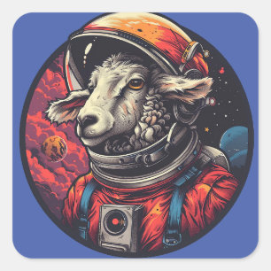 Schaap van de astronaut vierkante sticker