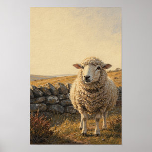 Schaap Whimsical Boerderij Fauna Kunstprint Poster