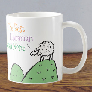 Schaapontwerp voor een koffiemok voor bibliothecar