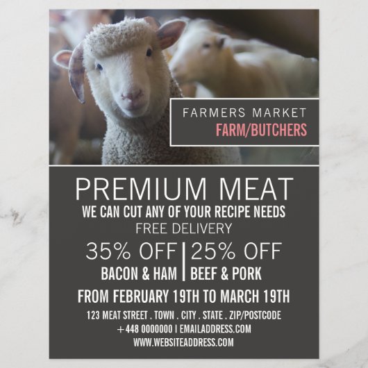 Schaapportret, boer & slachterreclame flyer (Voorkant)