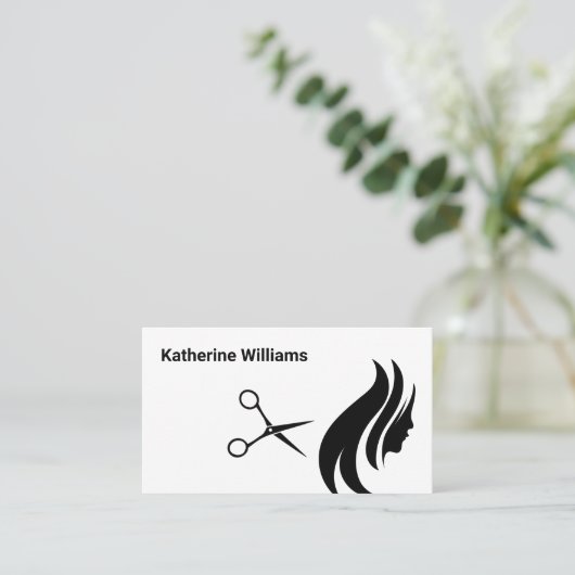 Schaar en haarschaar | Eenvoudig zwart wit Visitekaartje (Staand voorkant)