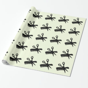 Schaar en Kam Groen Cadeaupapier