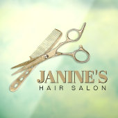 Schaar en Kam Kapsalon Goud ID814 Raamsticker (Vel 3)