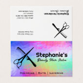 Schaar en kam | Rainbow Iridescent Achtergrond Visitekaartjes (Buitenkant ongevouwen)