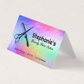 Schaar en kam | Rainbow Iridescent Achtergrond Visitekaartjes (Voorkant)