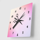 Schaar en kam Roze Vierkante Klok (Hoek)
