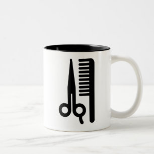 Schaar en kam tweekleurige koffiemok