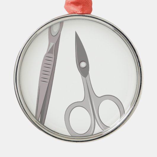 Schaar- en tweezers metalen ornament (Voorkant)