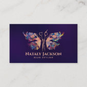 Schaar en Vlinder Roos Goud en Kleur Visitekaartje (Voorkant)