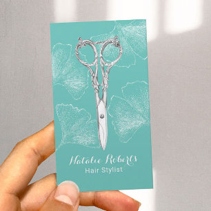  schaar Ginkgo laat haarpieklijst Blauwgroen Visitekaartje