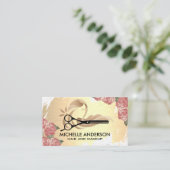 schaar | Goudborstel | Bloemen | Hair Logo Afsprakenkaartje (Staand voorkant)