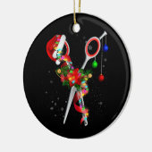 Schaar Haarstylist Santa Kerstmis Haar Stylist H Keramisch Ornament (Links)