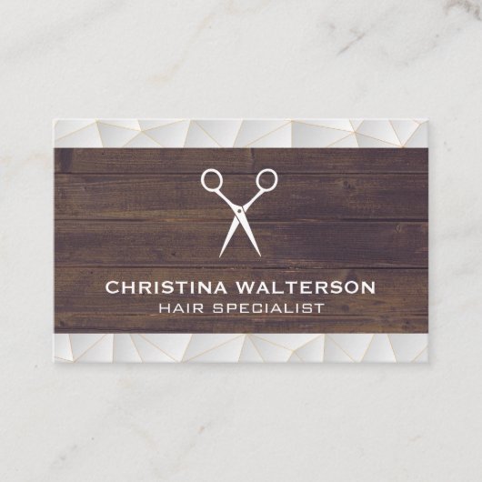 schaar | Hout | Modern geometrisch Visitekaartje (Voorkant)