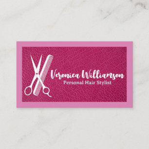 Schaar Kam Kapsalon Logo Leer Visitekaartje