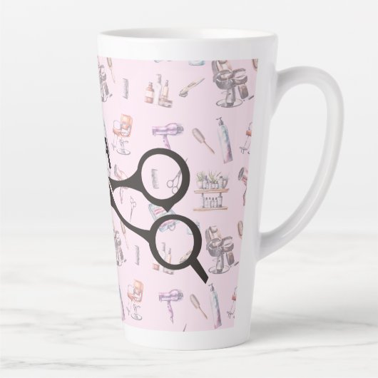 Schaar kapper stylist gepersonaliseerd latte mok (Rechts)