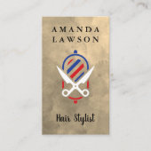 schaar | Logo Barber Pole | WATERVERF Visitekaartje (Voorkant)