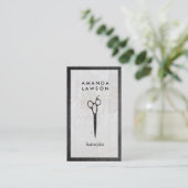 Schaar Logo | Leder | Steen Visitekaartje (Staand voorkant)