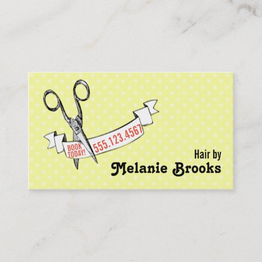  schaar met schattig haar visitekaartje (Voorkant)
